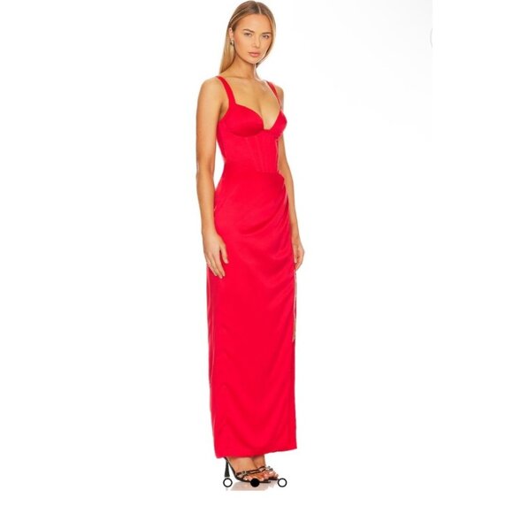NBD Elodie Red Satin Corset Cocktail Maxi Dress Size XL Revolve Party Event - Picture 2 of 13